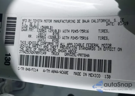 2019 Toyota Tacoma Sr5 V6 z USA, uszkodzony, nr VIN 3TMAZ5CN2KM097149